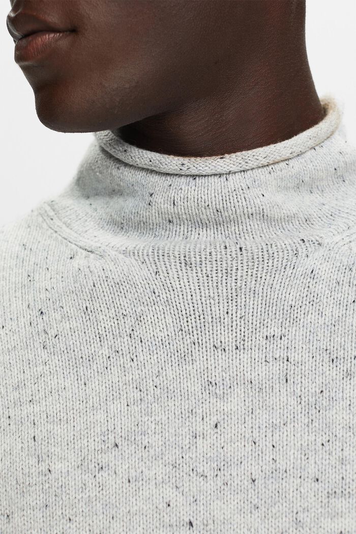 Sweater i uldmiks med høj hals, LIGHT GREY, detail image number 1