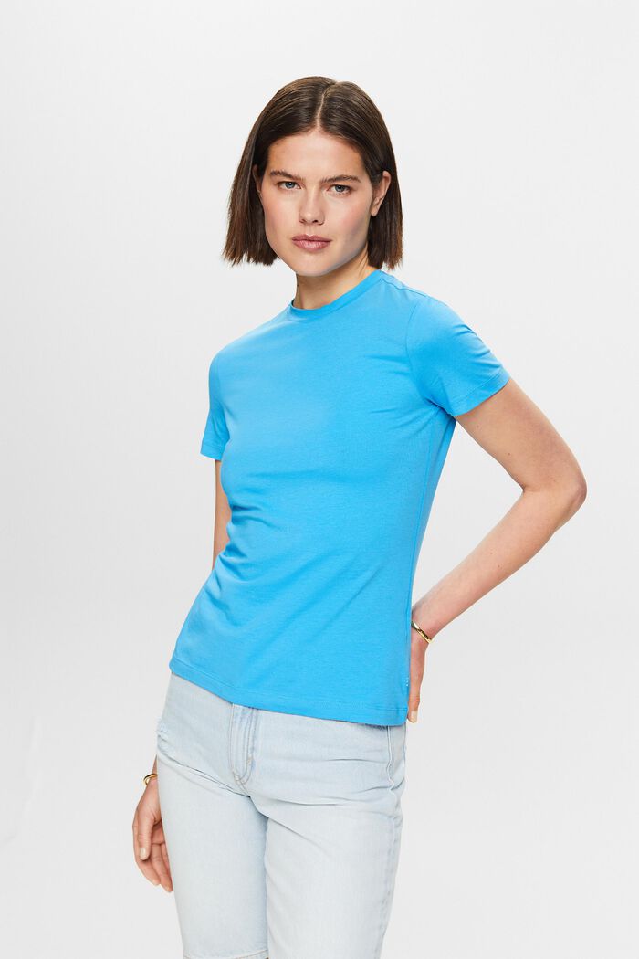 T-shirt med rund hals, BLUE, detail image number 0