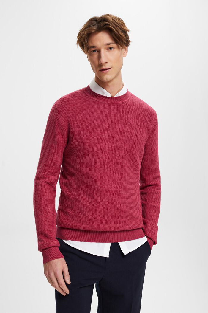 Stribet sweater, CHERRY RED, detail image number 0