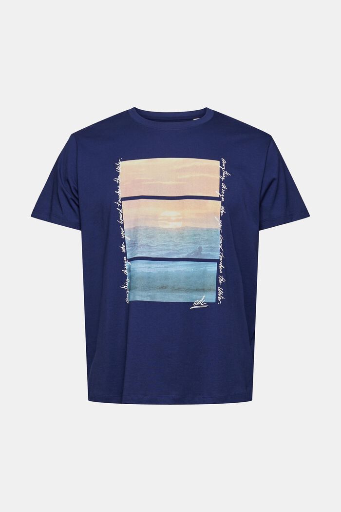 Jersey-T-shirt med print, DARK BLUE, overview
