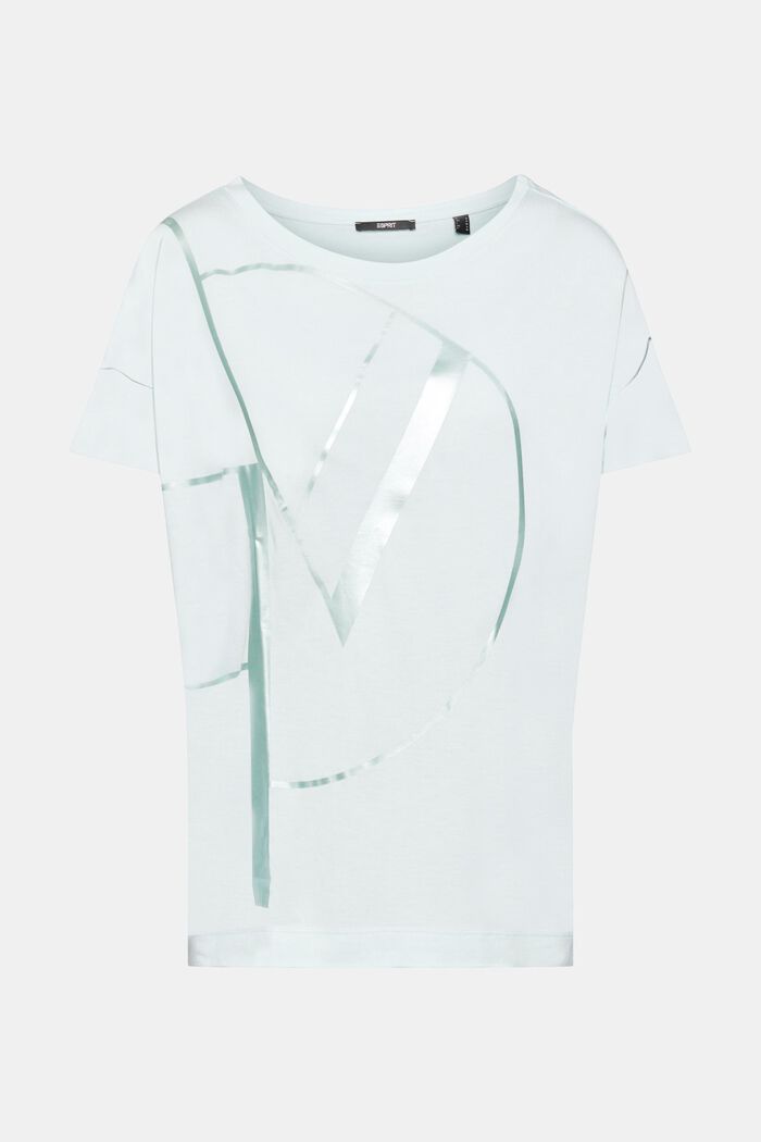 T-shirt med metallic print, LENZING™ ECOVERO™, LIGHT AQUA GREEN, detail image number 6
