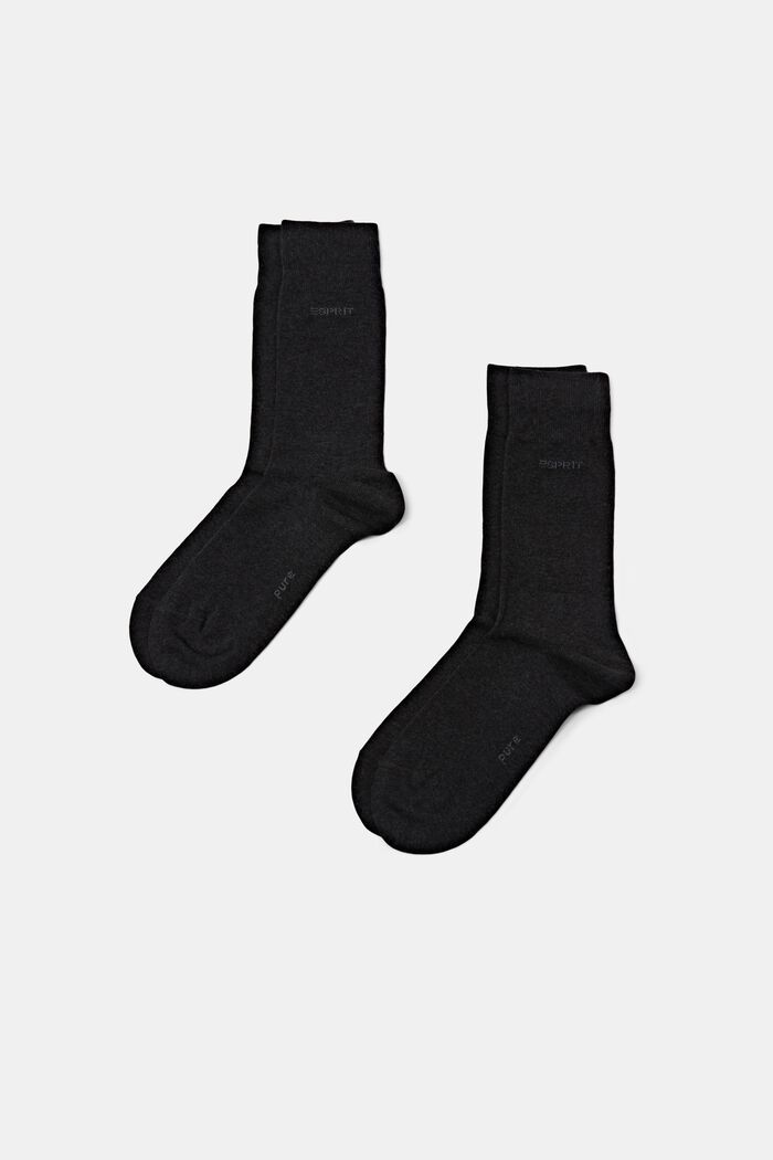2-pak sokker, økologisk bomuld, ANTHRACITE MELANGE, detail image number 0