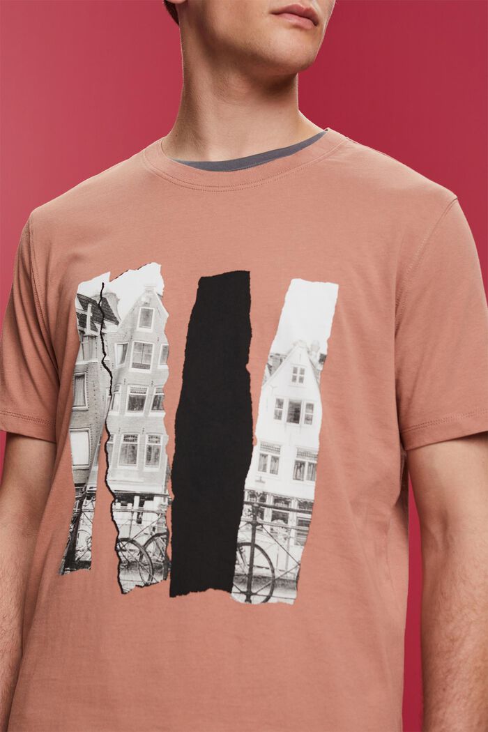 T-shirt med rund hals og print, 100 % bomuld, DARK OLD PINK, detail image number 2
