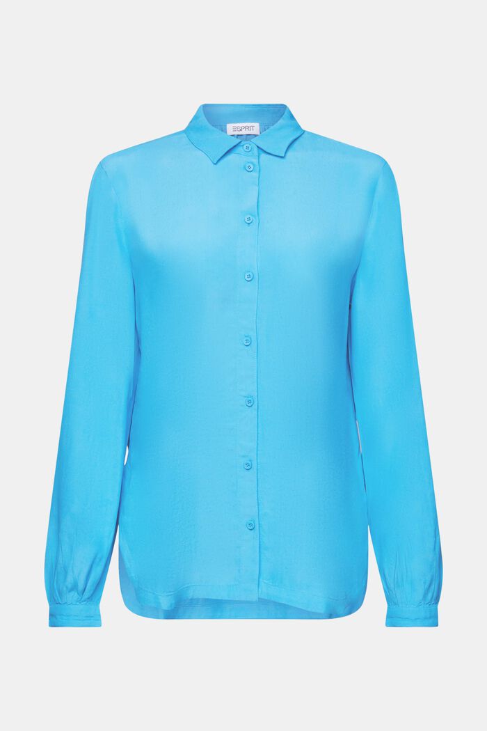 Skjortebluse i crepe, BLUE, detail image number 7