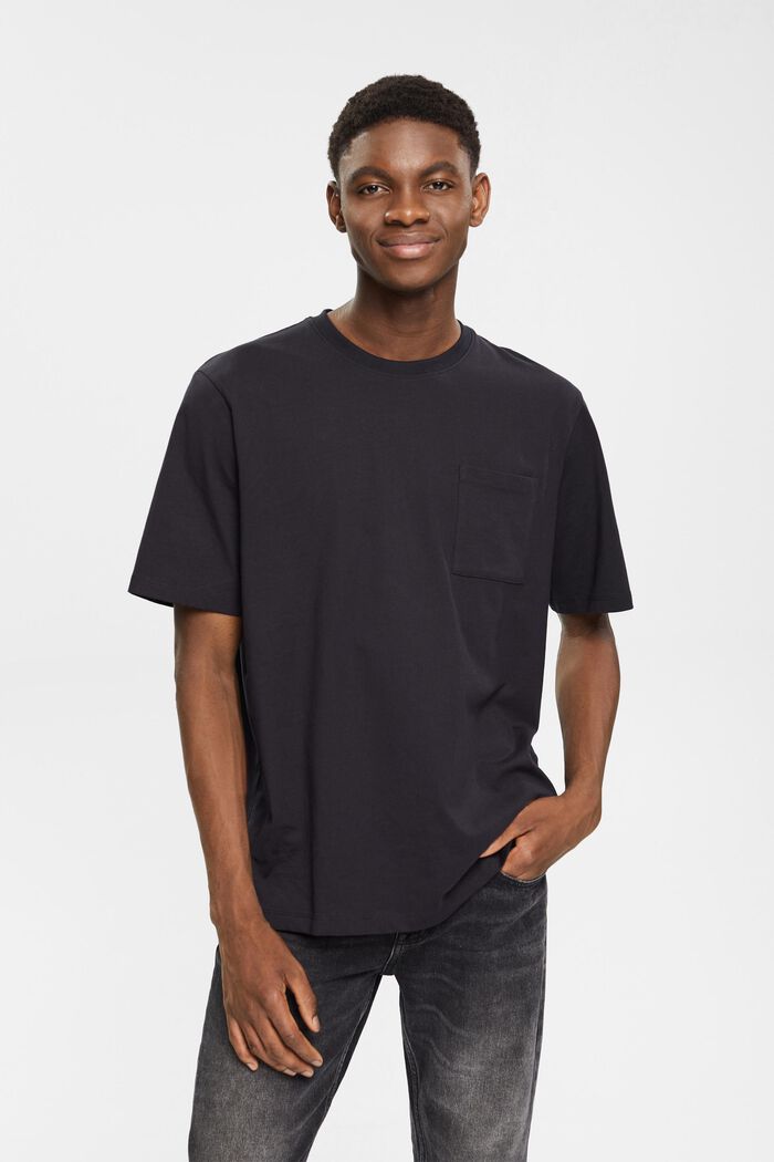 Jersey-T-shirt, 100% bomuld, BLACK, detail image number 1