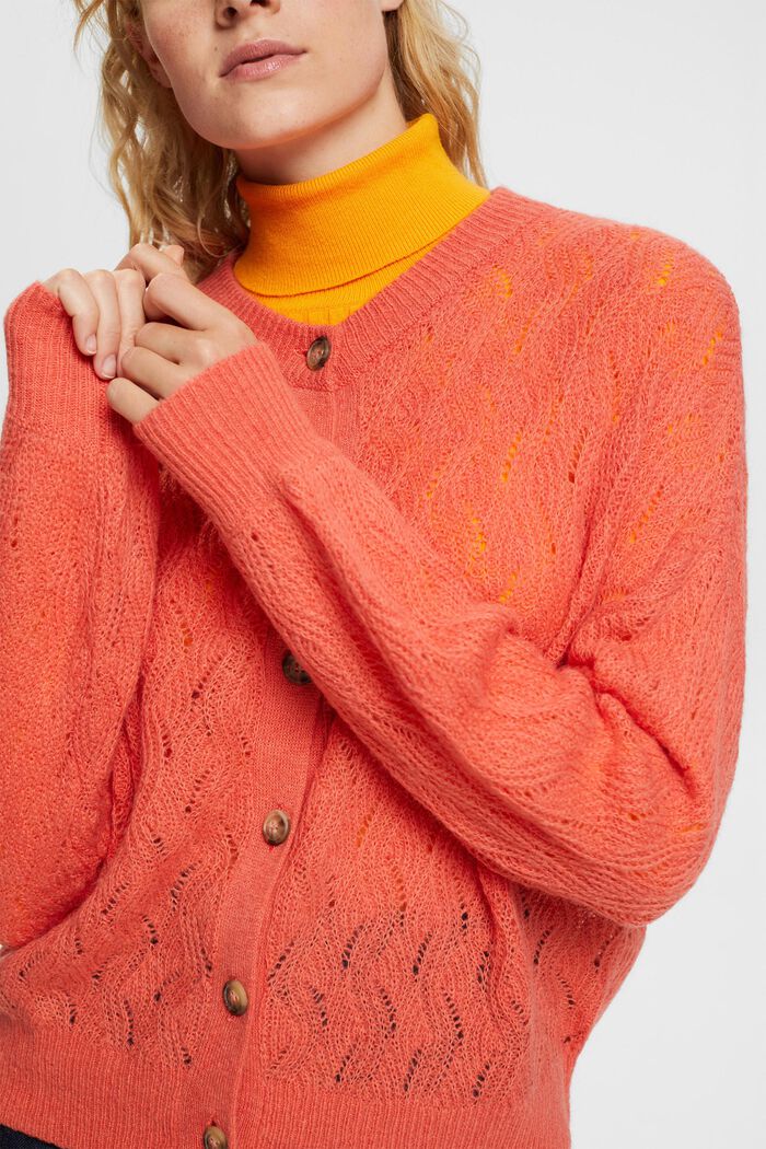 Pointelle-cardigan, CORAL, detail image number 2