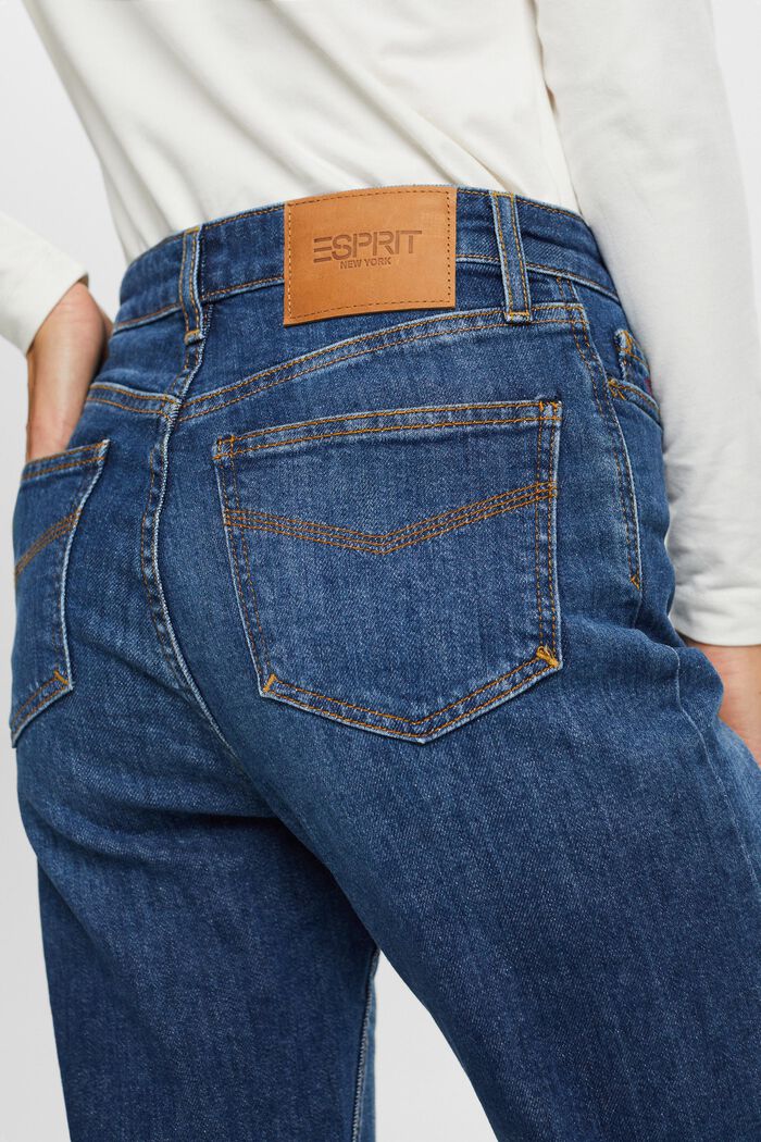 Lige retro-jeans med høj talje, BLUE DARK WASHED, detail image number 4