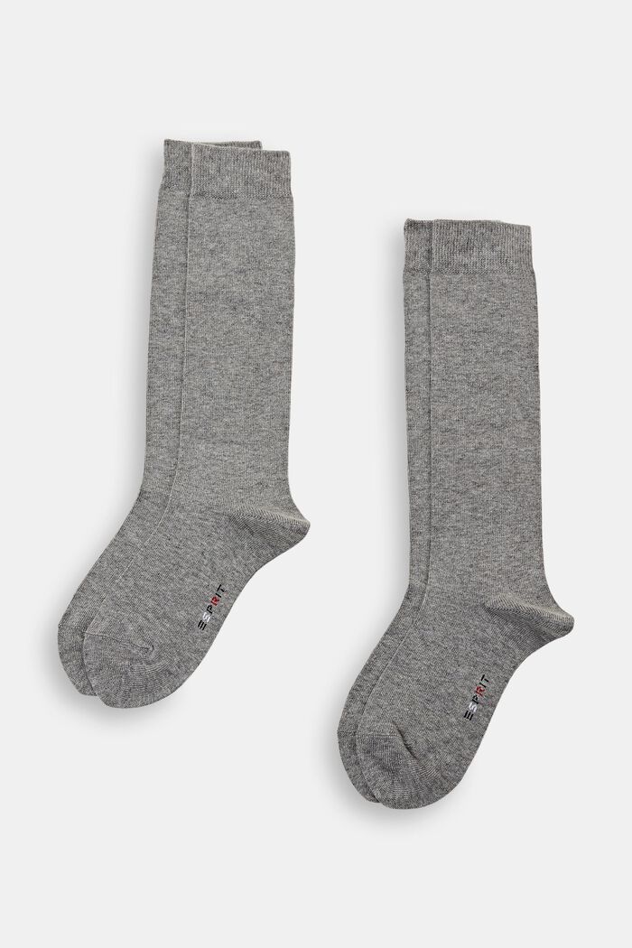 Pakke med 2 par sokker i groft strik, LIGHT GREY MELANGE, detail image number 0