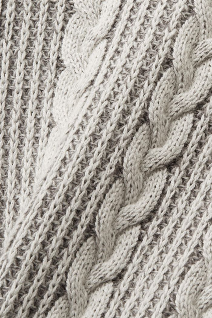 Sweater i kabelstrik med rund hals, BROWN GREY, detail image number 6