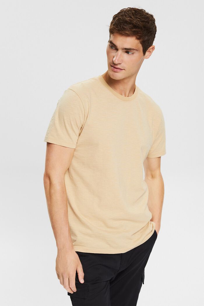 Jersey-T-shirt med striber, SAND, detail image number 0