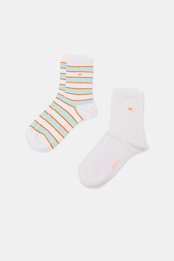Pakke med 2 par stribede sokker, WHITE, detail image number 0