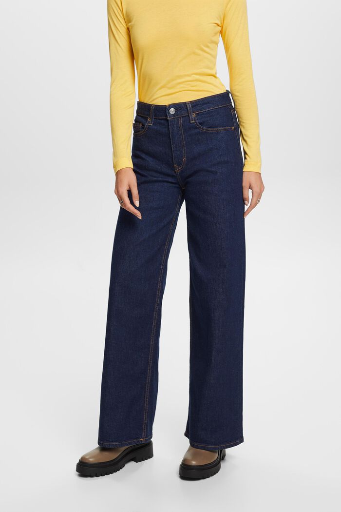 Retro-jeans med høj talje og vide ben, BLUE RINSE, detail image number 0
