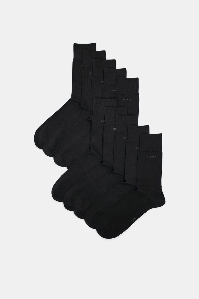 Pakke med 10 par sokker, økologisk bomuldsblanding, BLACK, detail image number 0