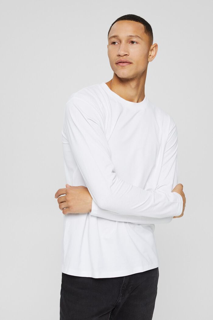 Langærmet T-shirt i jersey med COOLMAX®, WHITE, detail image number 0