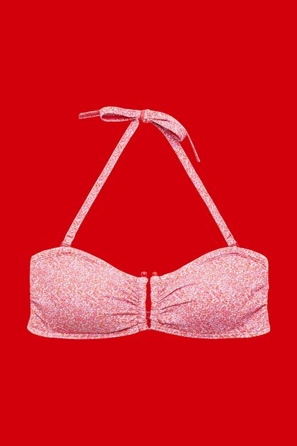 Polstret bandeau-bikinitop med print, PINK, overview
