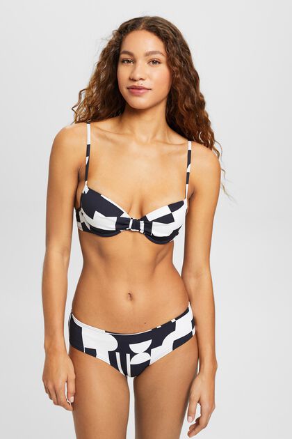 Polstret bikinitop med bøjle og retro-print
