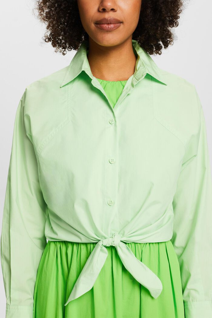 Cropped skjorte med bindedetalje foran, LIGHT GREEN, detail image number 3