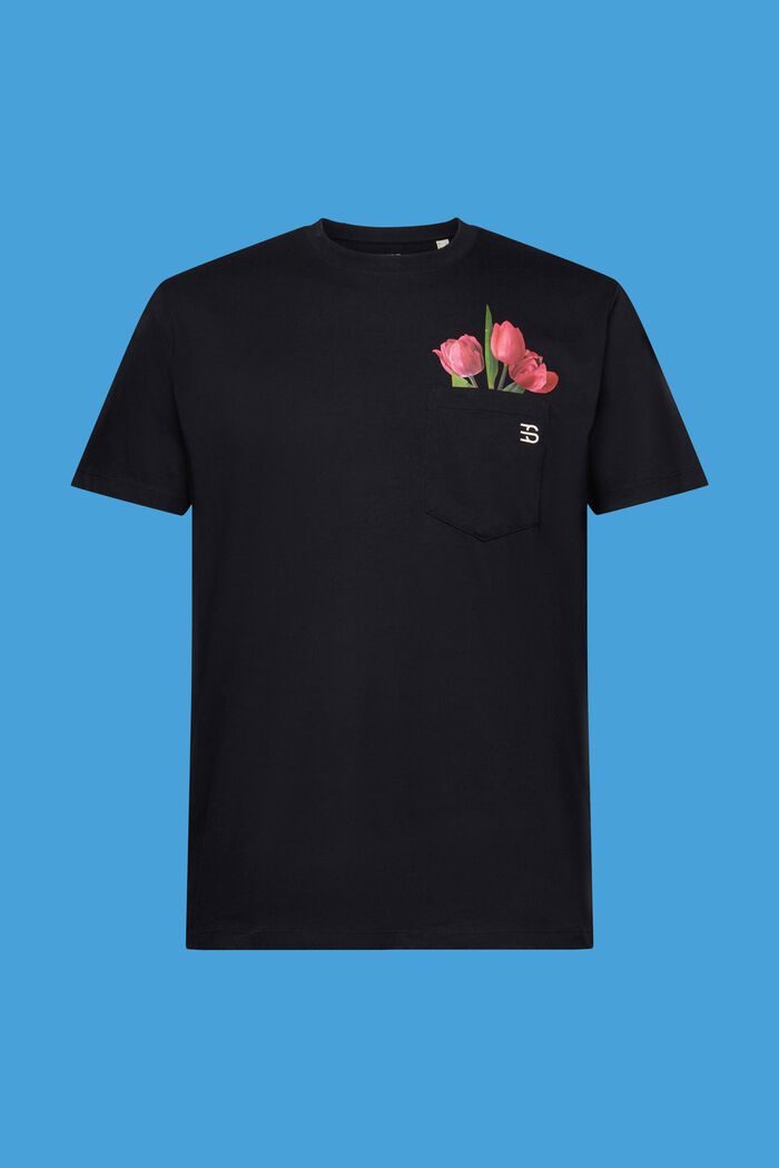 Jersey-T-shirt med print, 100 % bomuld, BLACK, detail image number 6