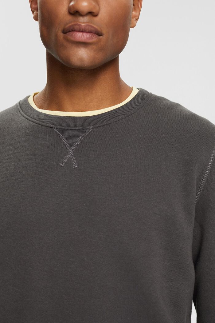 Ensfarvet sweatshirt i regular fit, BLACK, detail image number 0