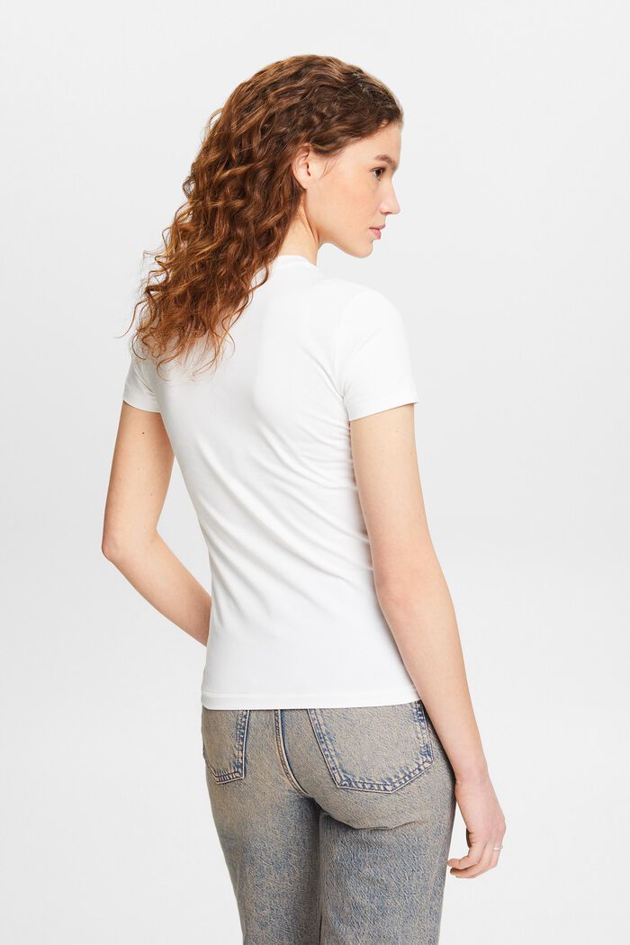 Jersey-T-shirt med V-hals, WHITE, detail image number 2
