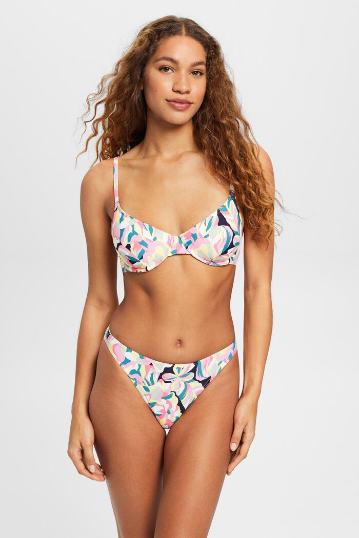 Carilo beach-bikinitrusser med blomsterprint, NAVY, detail image number 0