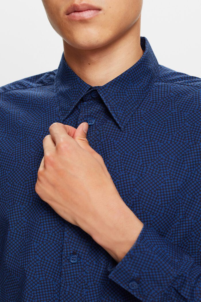 Mønstret skjorte, 100 % bomuld, NAVY, detail image number 2