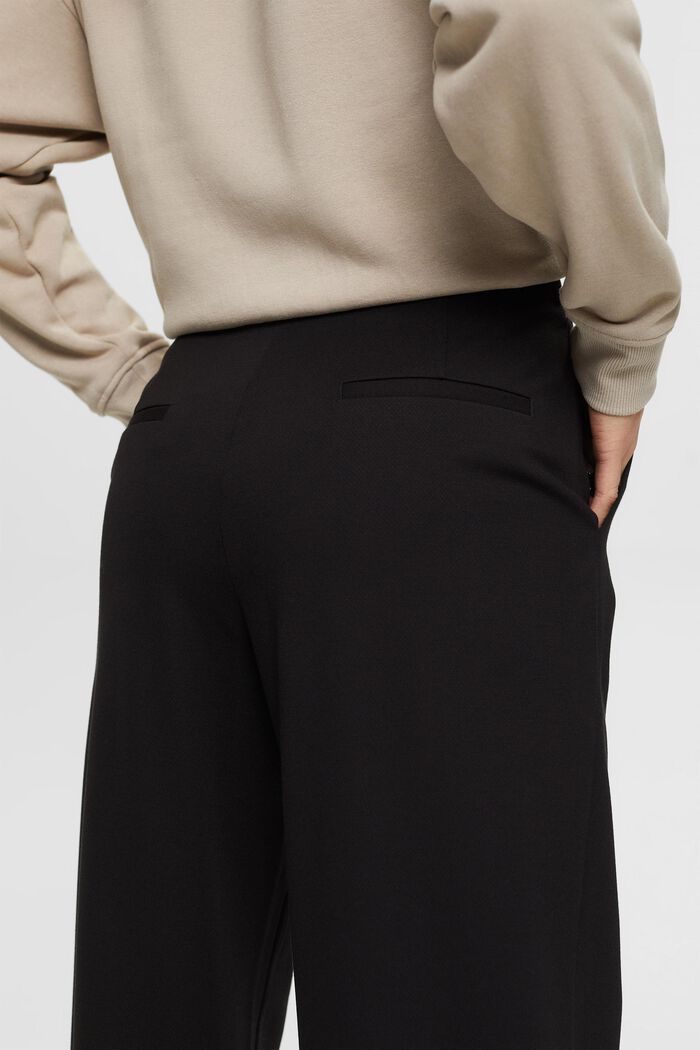 Bukser med mellemhøj talje og vide ben, BLACK, detail image number 4