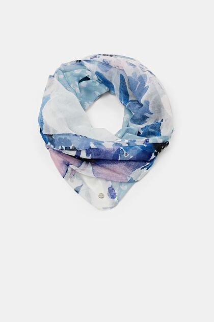 Loop-tørklæde med blomstermønster, PASTEL BLUE, overview