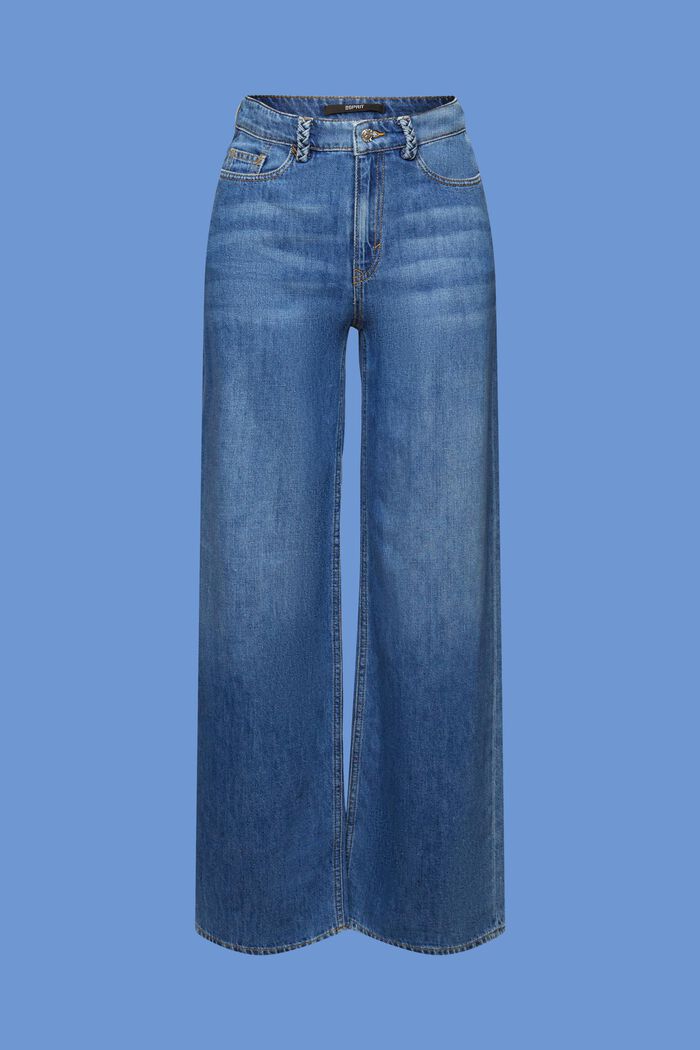 Lette jeans med vide bukseben, BLUE MEDIUM WASHED, detail image number 7