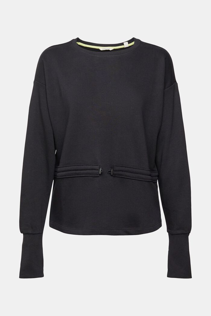 Sweatshirt med løbegang og snor, BLACK, detail image number 2