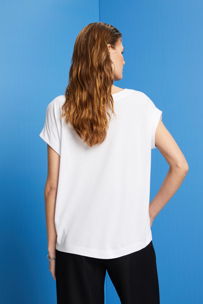 T-shirt i materialemiks, LENZING™ ECOVERO™, WHITE, detail image number 3