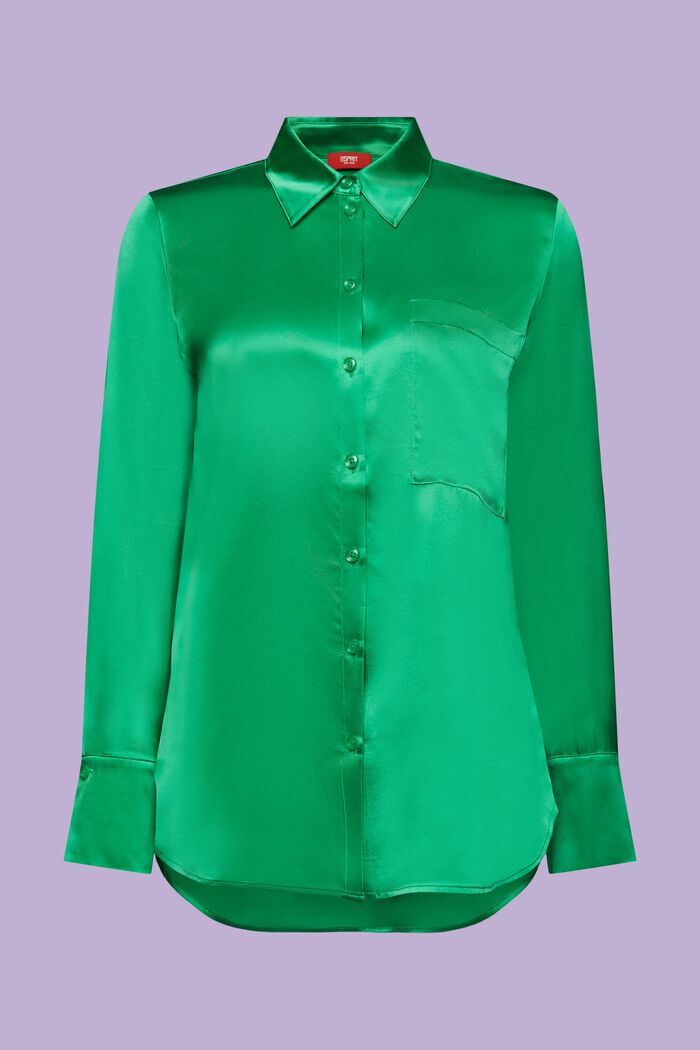Skjorte i silkesatin, GREEN, detail image number 5