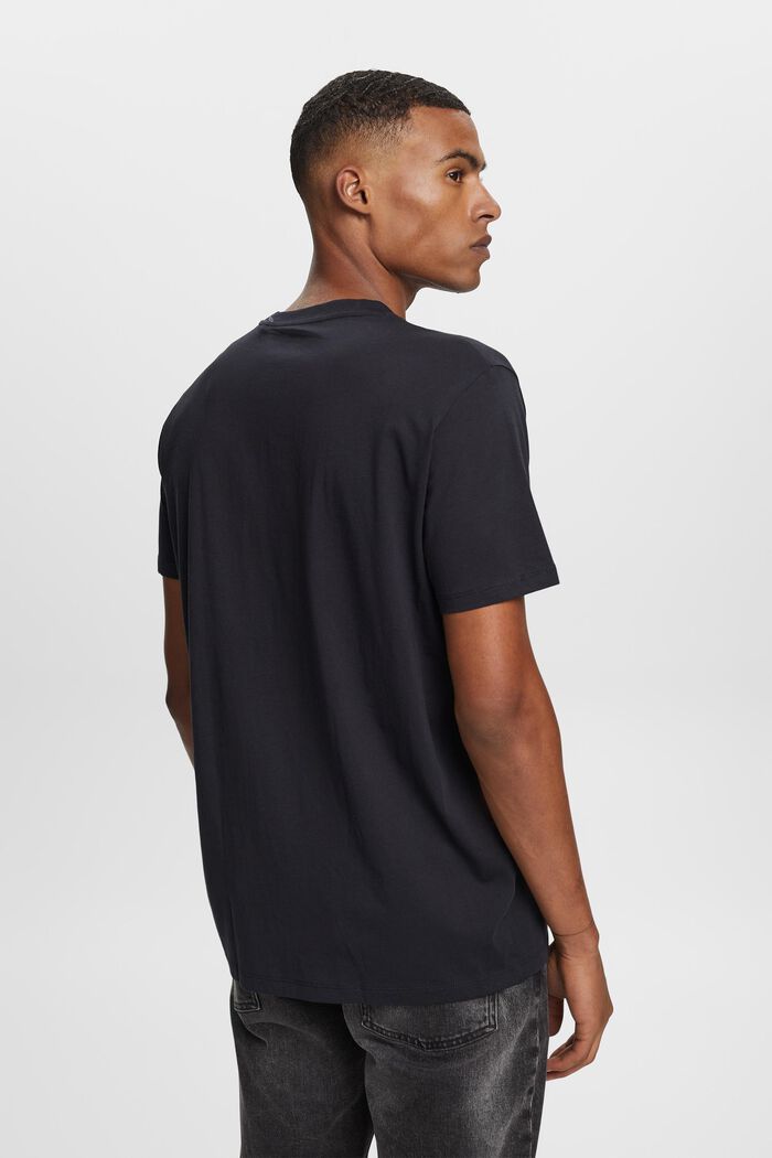 Jersey-T-shirt med logo, 100% bomuld, BLACK, detail image number 3