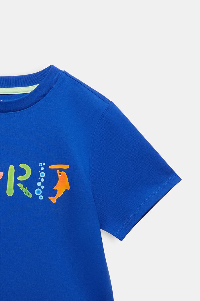 T-shirt i bomuldsjersey med logo, BRIGHT BLUE, detail image number 4