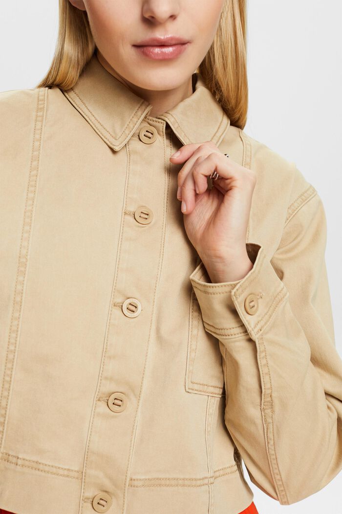 Cropped jakke i bomuldstwill, BEIGE, detail image number 2