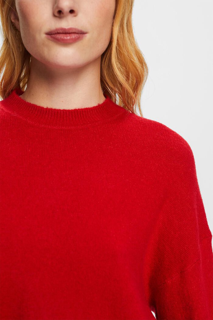 Striksweater med blouson-ærmer, DARK RED, detail image number 2
