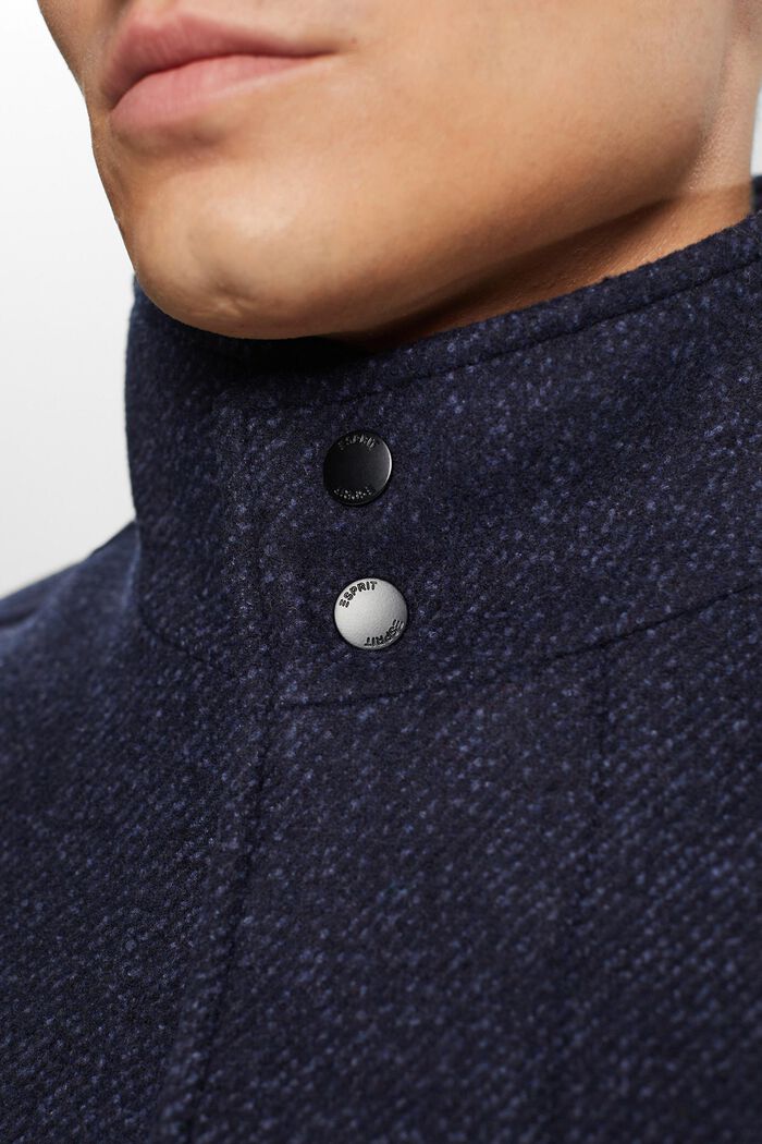 Polstret frakke i uldmiks med aftagelig inderside, DARK BLUE, detail image number 2