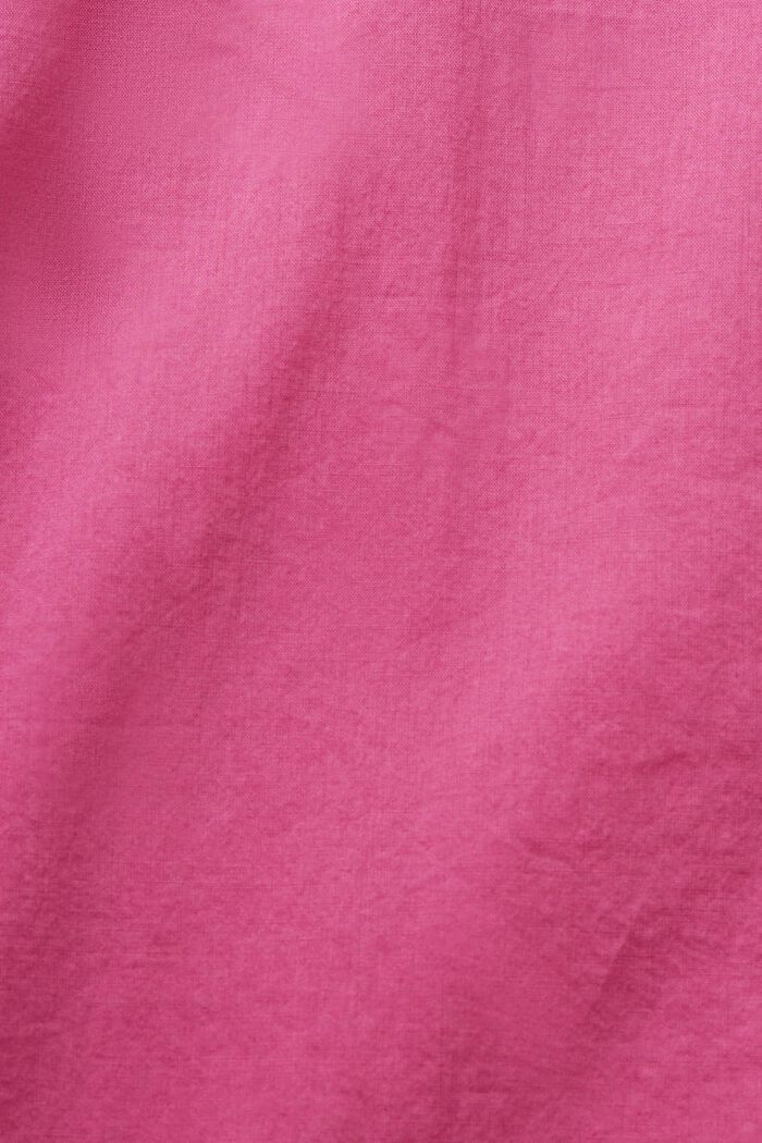 Ensfarvet skjorte med lange ærmer, 100 % bomuld, DARK PINK, detail image number 4