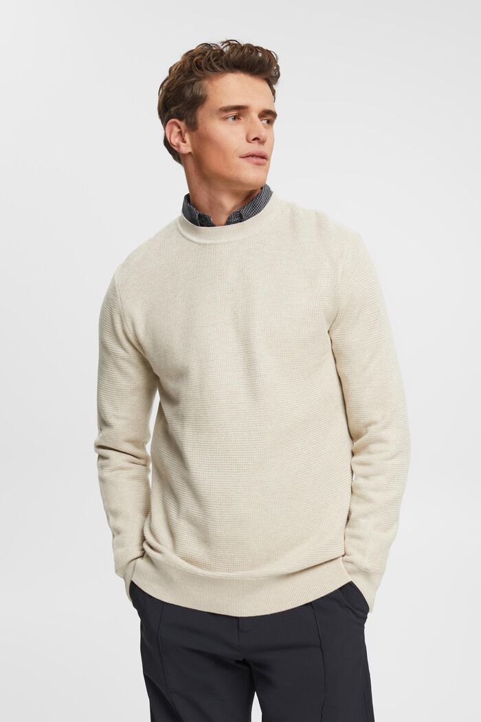 Stribet sweater, LIGHT TAUPE, detail image number 0