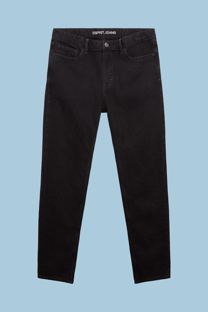 Jeans med mellemhøj talje og ben, der snævrer ind, BLACK DARK WASHED, detail image number 6