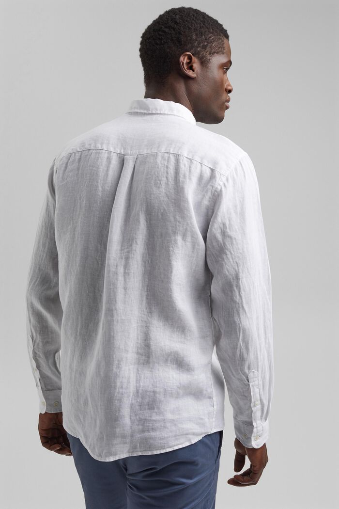 Button down-skjorte i 100% hør, WHITE, detail image number 3