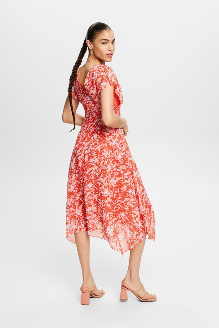 Maxi-kjole i chiffon med V-hals og print, PASTEL ORANGE, detail image number 2
