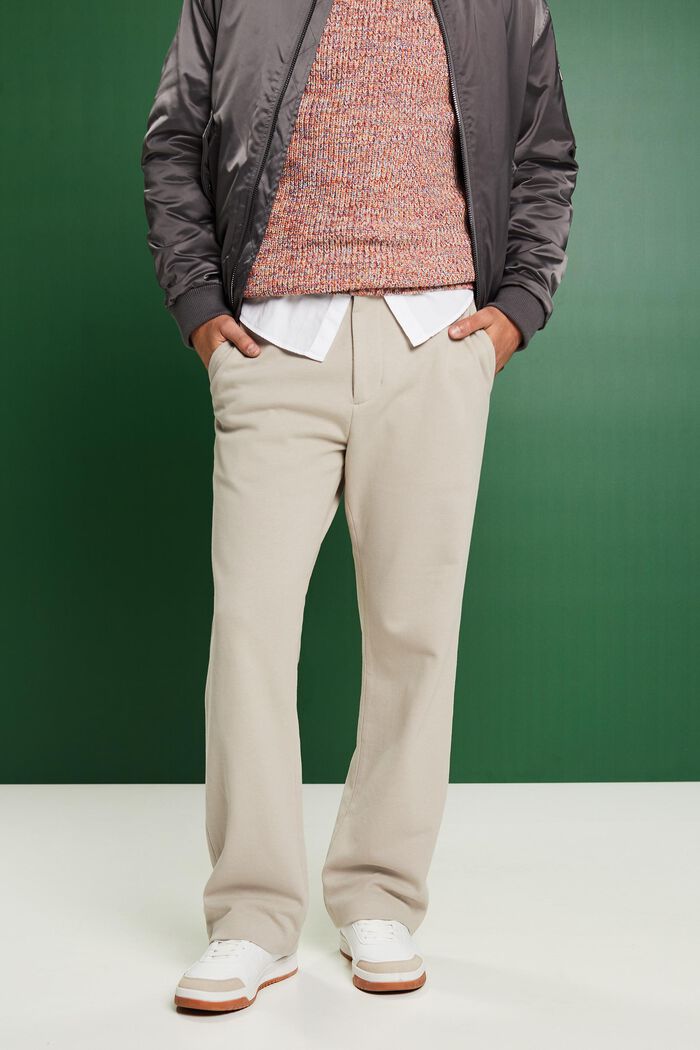 Bukser i strikket piqué-jersey, BEIGE, detail image number 0