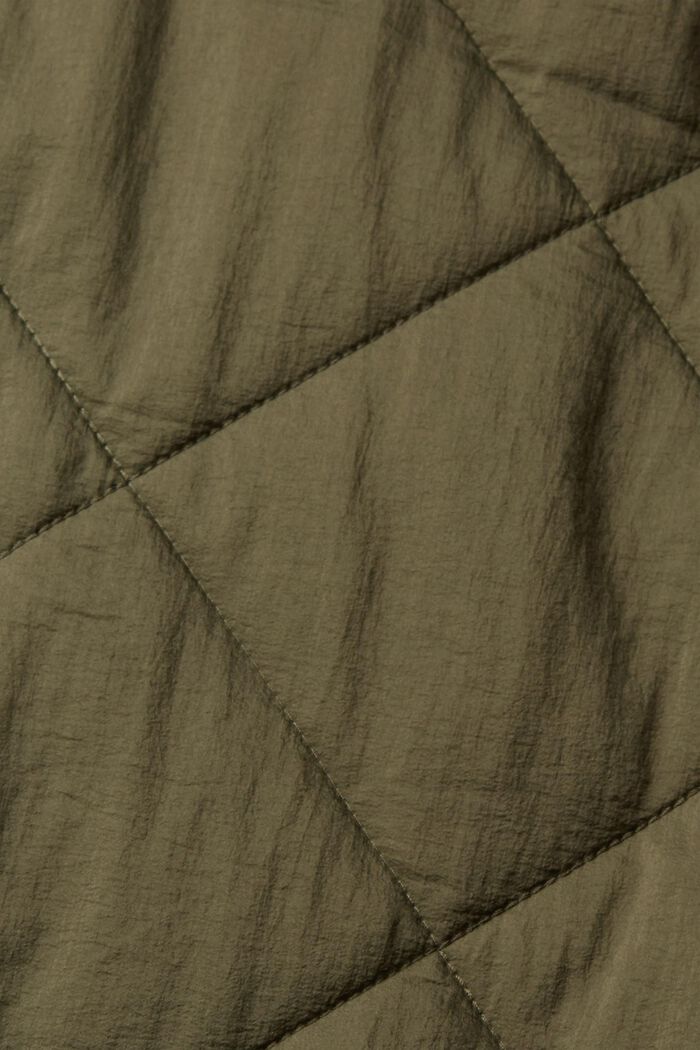 Quiltet frakke med ribbet krave, DARK KHAKI, detail image number 6
