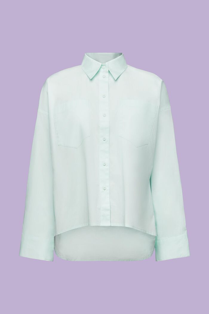 Button up-skjorte i bomuldspoplin, LIGHT AQUA GREEN, detail image number 5