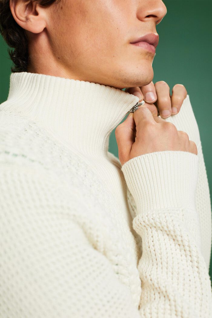 Sweater i kabelstrik med lynlås i halv længde, ICE, detail image number 3