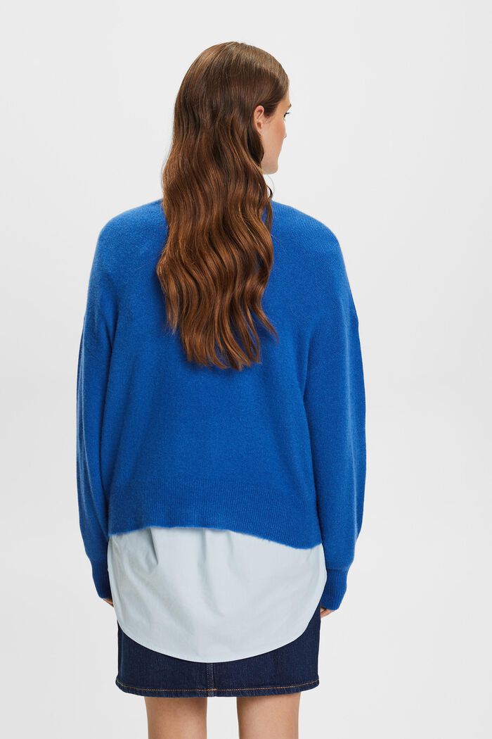 Sweater i uldmiks med rund hals, BRIGHT BLUE, detail image number 3