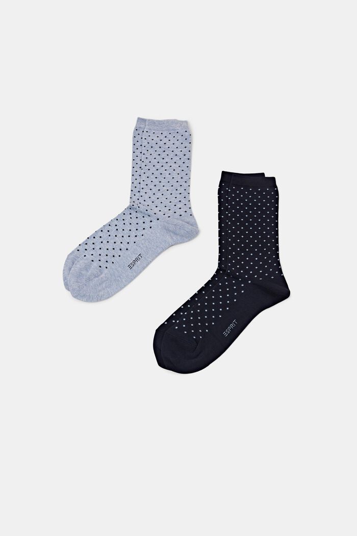 2-pak polkaprikkede sokker, økologisk bomuld, LIGHT BLUE/NAVY, detail image number 0