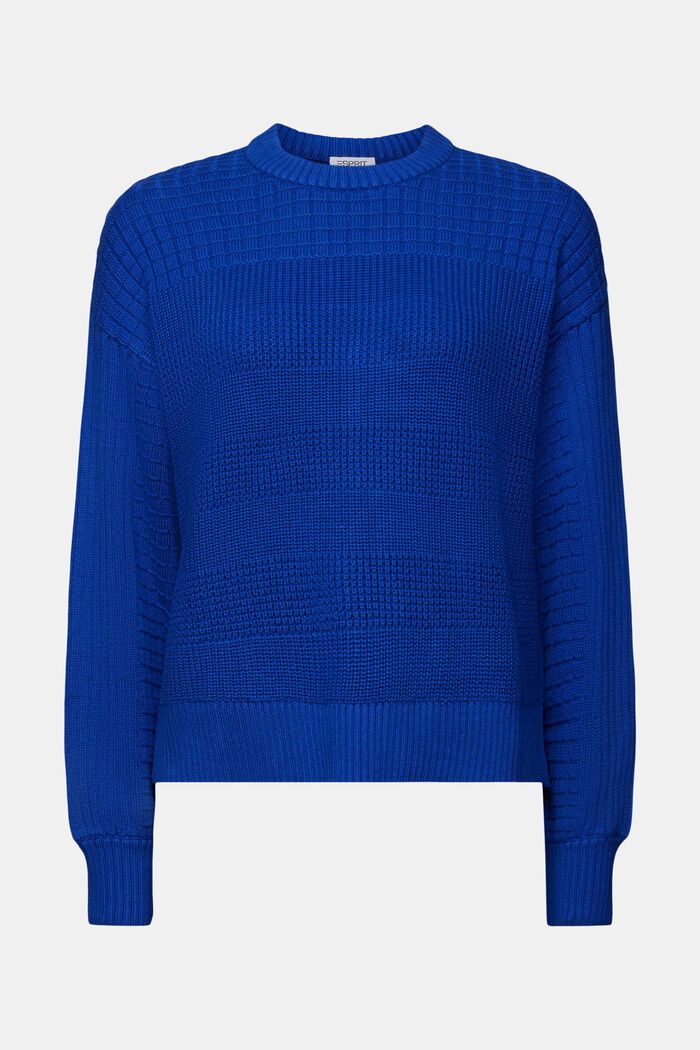 Sweater med struktur og rund hals, BRIGHT BLUE, detail image number 6