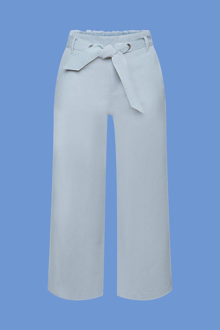 Culottebukser i bomuld/hør med stramt bælte, LIGHT BLUE LAVENDER, detail image number 7